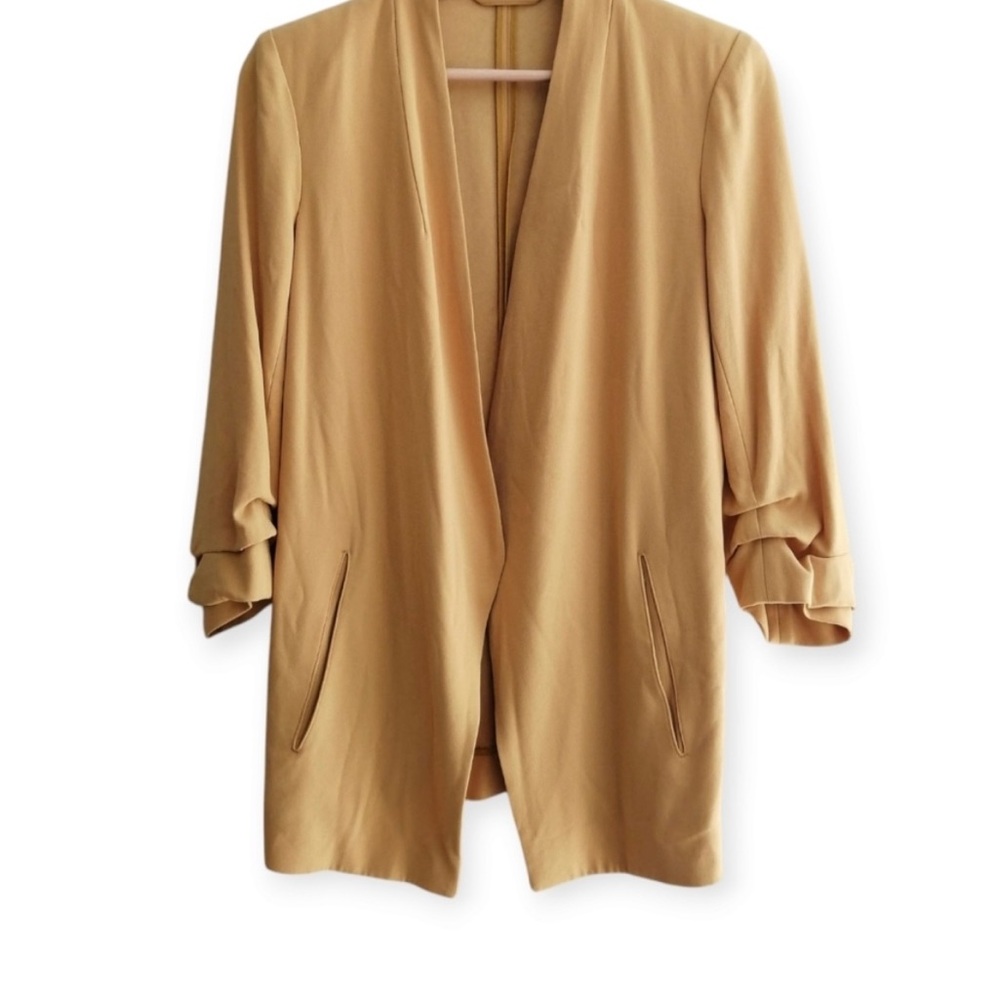 Aritzia Babaton Power Hip Blazer Crepe Fabric Mustard Golden Yellow 6